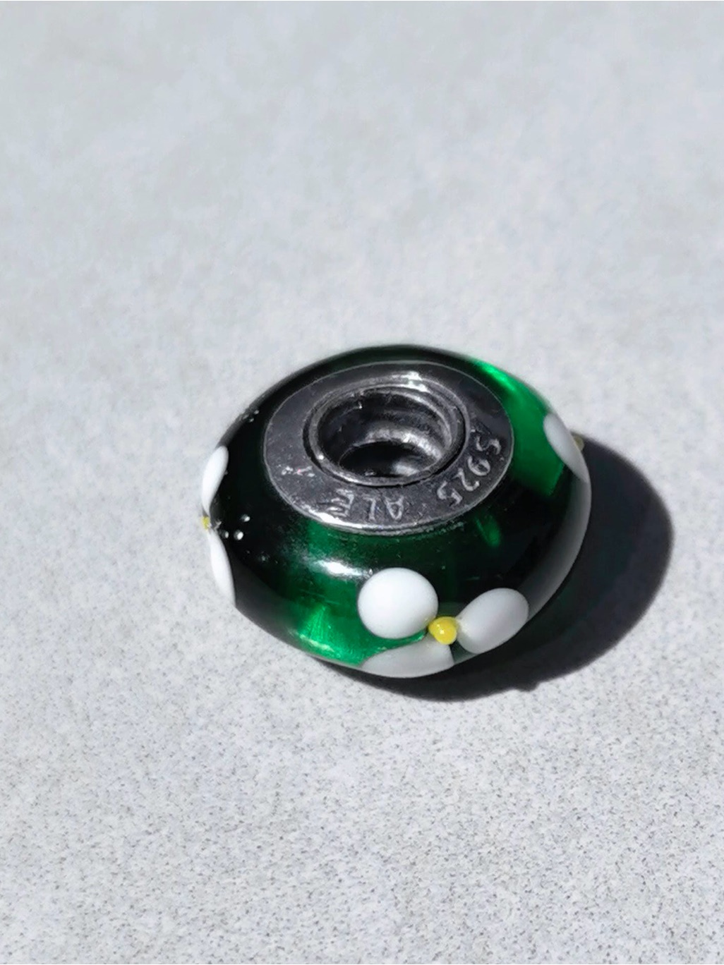 Pandora Murano Green Glass Floral European Charm Bead